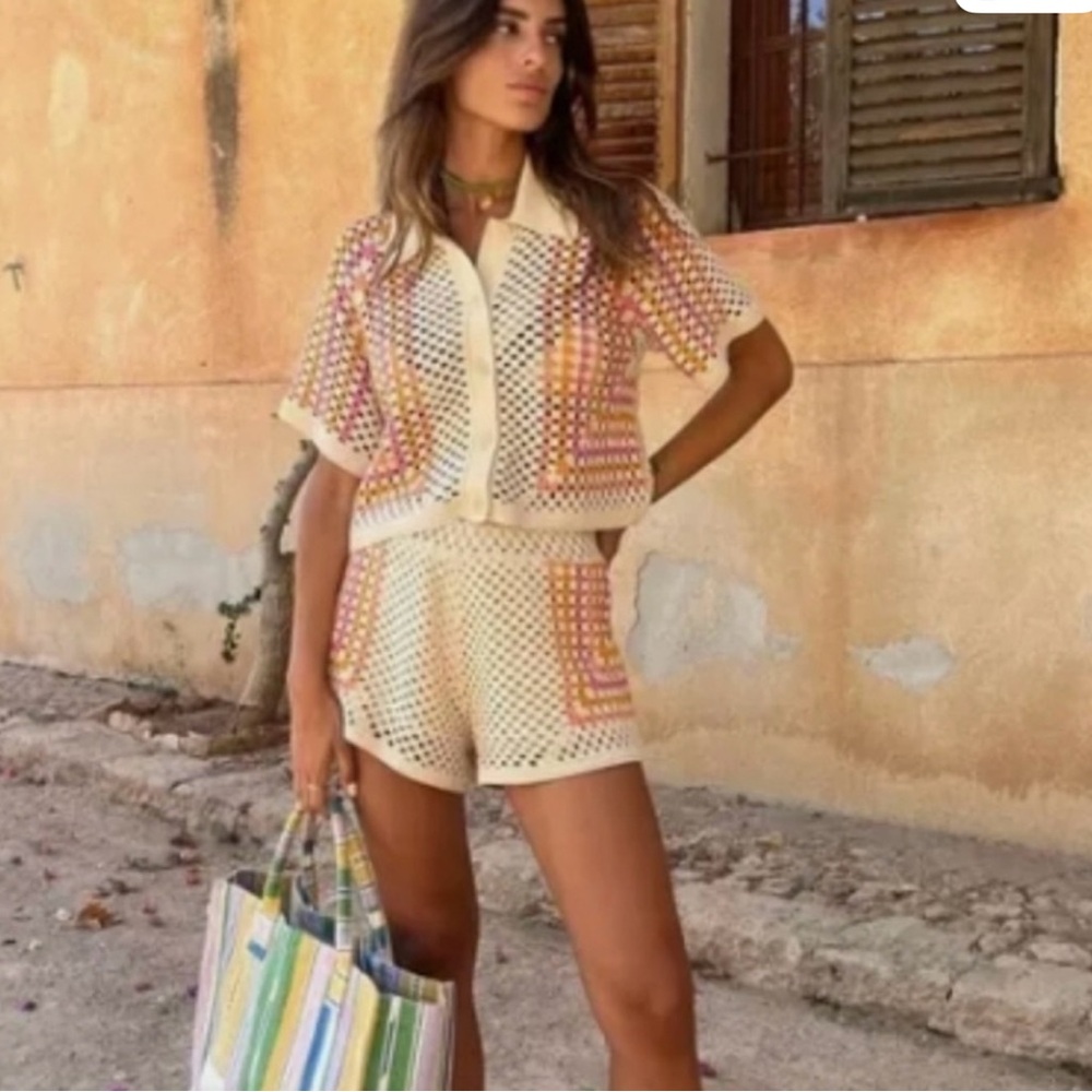 Revolve House Of Harlow 1960 Crochet Knit Two-Piece Set small